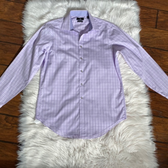 Calvin Klein Slim Fit Non-Iron Dress Shirt with Stripes in Lavender - Picture 1 of 12